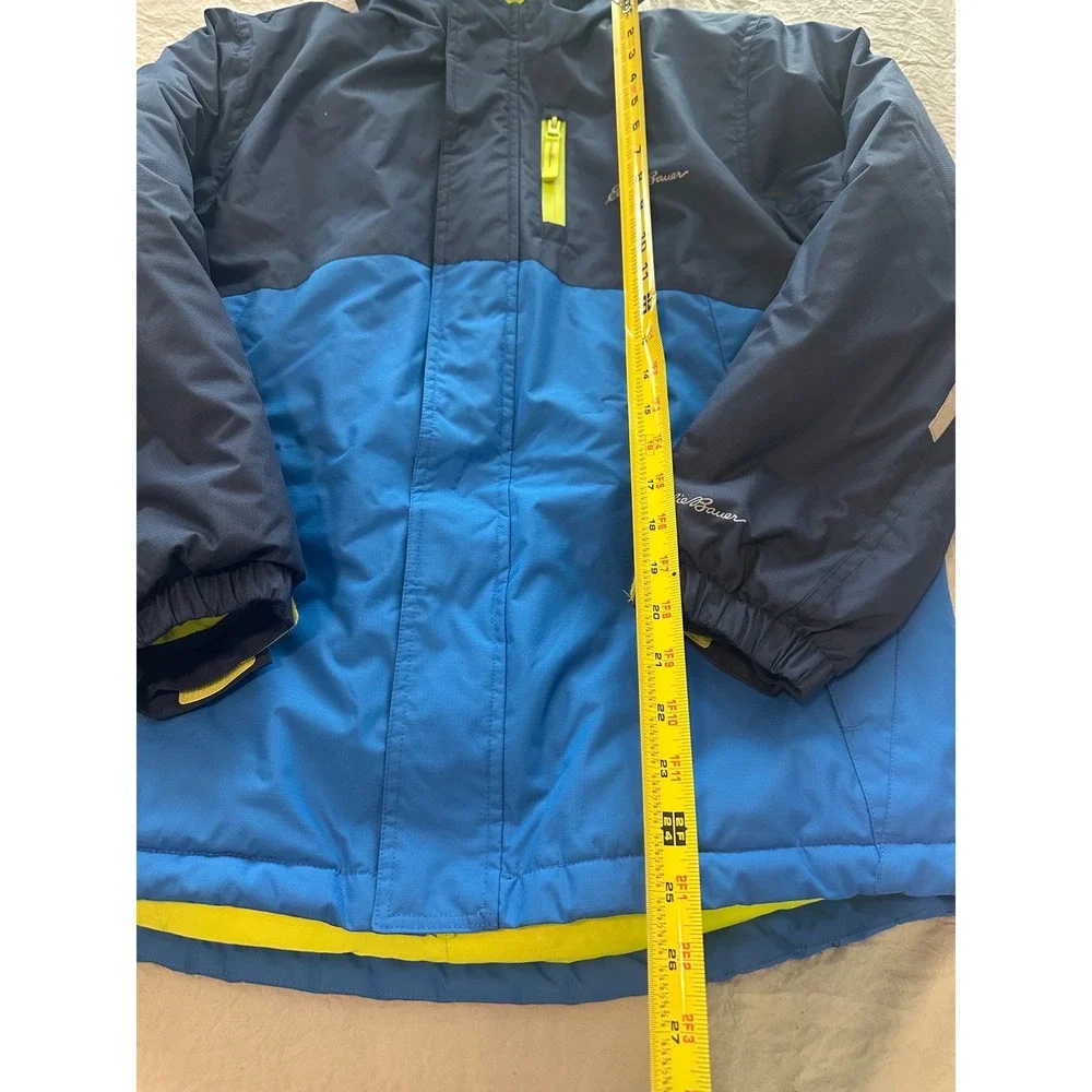 Eddie Bauer Kids Blue Colorblock Hooded Winter Jacket insulated ski L 14 likenew
